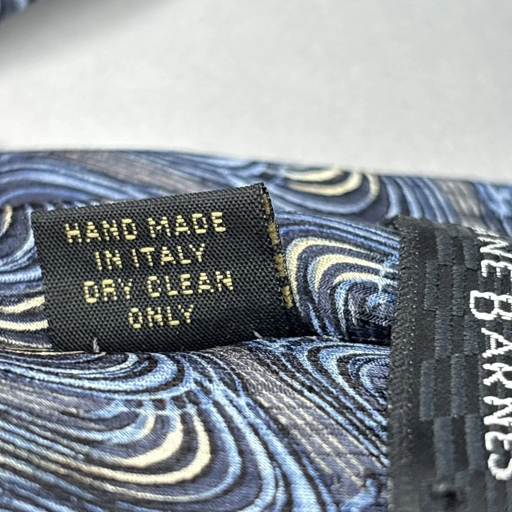 Jhane Barnes Tie‎ Mens Silk Necktie Geometric Swirl Pattern Handmade Italy Art